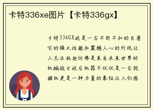 卡特336xe图片【卡特336gx】